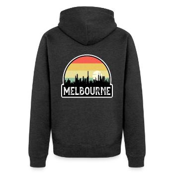 Melbourne Australien Flagge Skyline Reisesouvenir - Unisex Premium Bio Zip Hoodie - Anthrazit meliert - Hinten - Nico (187cm)