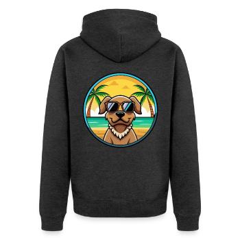 Pudelpointer Hunderasse Cartoon Sonnenbrille Strand - Unisex Premium Bio Zip Hoodie - Anthrazit meliert - Hinten - Nico (187cm)
