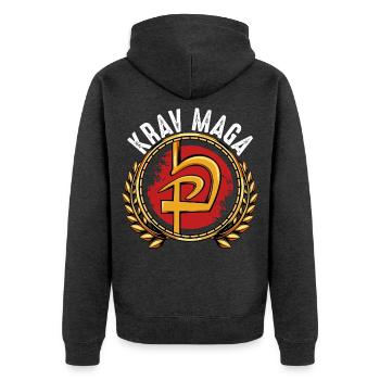 Krav Maga - Veste à capuche bio Premium Unisexe - anthracite chiné - Dos - Nico (187cm)