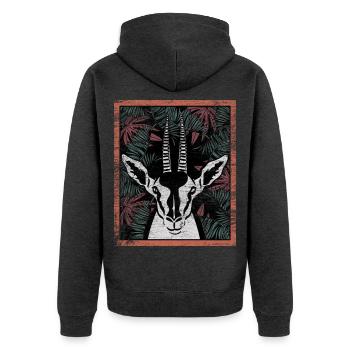 Anmutige Gazelle Steppenläufer - Unisex Premium Bio Zip Hoodie - Anthrazit meliert - Hinten - Nico (187cm)