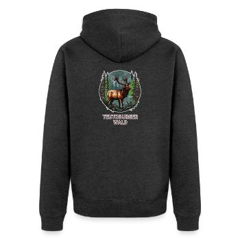 Teutoburger Wald - Unisex Premium Bio Zip Hoodie - Anthrazit meliert - Hinten - Nico (187cm)