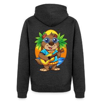 Lustige Biber Cartoon Sommer Strand Sonnenbrille - Unisex Premium Bio Zip Hoodie - Anthrazit meliert - Hinten - Nico (187cm)