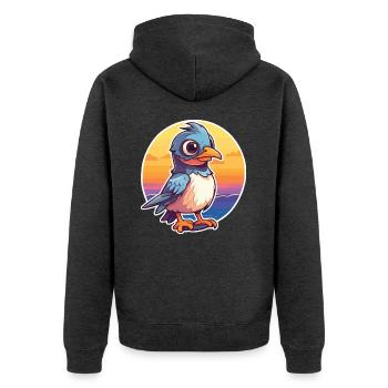 Jay Lustige Karikatur Kawaii Beach Illustration - Unisex Premium Bio Zip Hoodie - Anthrazit meliert - Hinten - Nico (187cm)