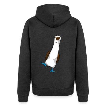 Blaufußtölpel - Unisex Premium Bio Zip Hoodie - Anthrazit meliert - Hinten - Nico (187cm)