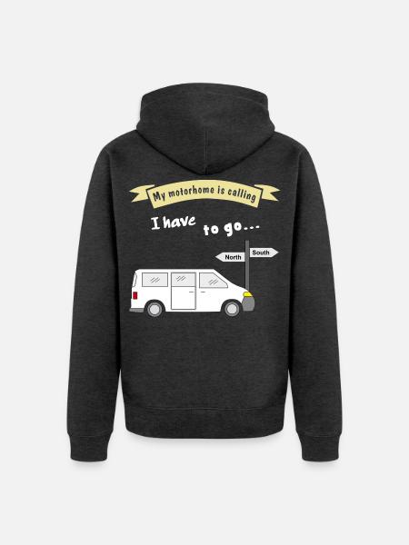 my motorhome is calling - Unisex Premium Bio Zip Hoodie - Anthrazit meliert