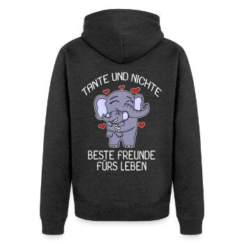 Tante und Nichte Bindung Beste Freunde Elefanten - Unisex Premium Bio Zip Hoodie - Anthrazit meliert - Hinten - Nico (187cm)