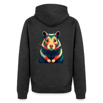 Hamster Cartoon Character Colorful Pet Animal - Unisex Premium Organic Zip Hoodie - heather anthracite - Back - Nico (187cm)
