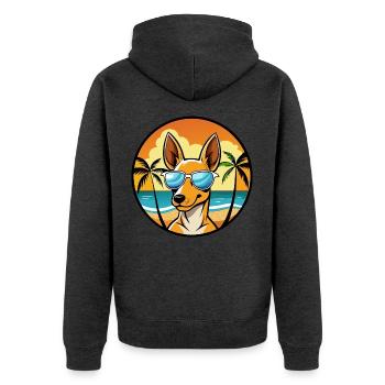 Podenco Ibizenco Hunderasse Cartoon Sonnenbrille Strand - Unisex Premium Bio Zip Hoodie - Anthrazit meliert - Hinten - Nico (187cm)