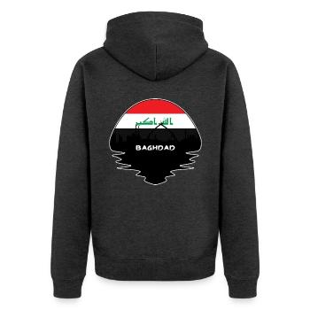 Bagdad Irak Flagge Skyline Silhouette Reisen - Unisex Premium Bio Zip Hoodie - Anthrazit meliert - Hinten - Nico (187cm)