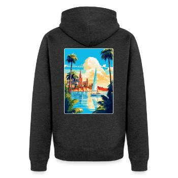 Palma De Majorque Espagne Affiche De Voyage Vintage WPA - Veste à capuche bio Premium Unisexe - anthracite chiné - Dos - Nico (187cm)