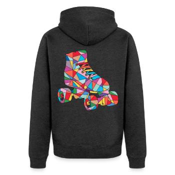 Rollschuh Mädchen Roller Skating Kinder Rollschuhe - Unisex Premium Bio Zip Hoodie - Anthrazit meliert - Hinten - Nico (187cm)