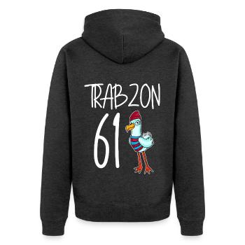 Trabzon 61 Türkei Stadt - Unisex Premium Bio Zip Hoodie - Anthrazit meliert - Hinten - Nico (187cm)