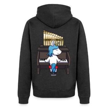 Einhorn Orgel - Unisex Premium Bio Zip Hoodie - Anthrazit meliert - Hinten - Nico (187cm)