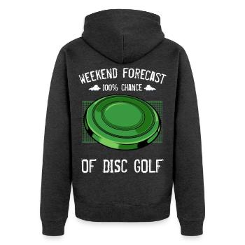 Frisbee - Unisex Premium Bio Zip Hoodie - Anthrazit meliert - Hinten - Nico (187cm)