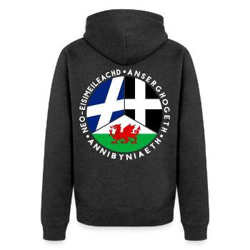 Schottische, walisische, kornische Unabhängigkeit, keltisch - Unisex Premium Bio Zip Hoodie - Anthrazit meliert - Hinten - Nico (187cm)