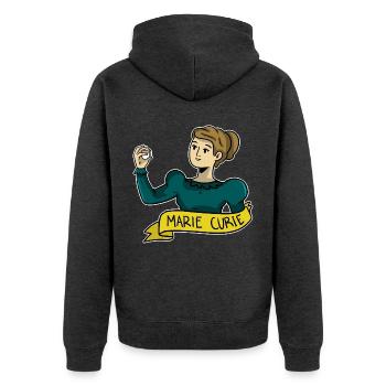 Kluge Nobelpreisträgerin Marie Curie - Unisex Premium Bio Zip Hoodie - Anthrazit meliert - Hinten - Nico (187cm)