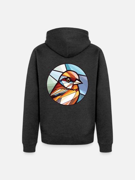 Spatz bunte Aquarell-Tierillustration - Unisex Premium Bio Zip Hoodie - Anthrazit meliert
