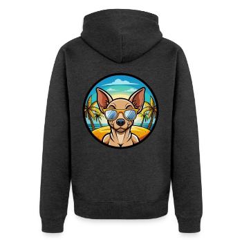 Mexikanische haarlose Hunderasse Cartoon Sonnenbrille Strand - Unisex Premium Bio Zip Hoodie - Anthrazit meliert - Hinten - Nico (187cm)