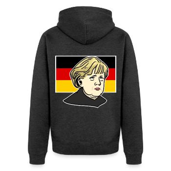 Legendäre Kanzlerin Deutschlands - Unisex Premium Bio Zip Hoodie - Anthrazit meliert - Hinten - Nico (187cm)