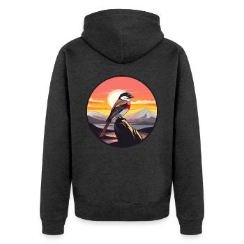Sperling Buntes Aquarell Cartoon Kawaii Tier - Unisex Premium Bio Zip Hoodie - Anthrazit meliert - Hinten - Nico (187cm)
