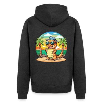 Anaconda Funny Cartoon Summer Beach Sunglasses - Unisex Premium Organic Zip Hoodie - heather anthracite - Back - Nico (187cm)