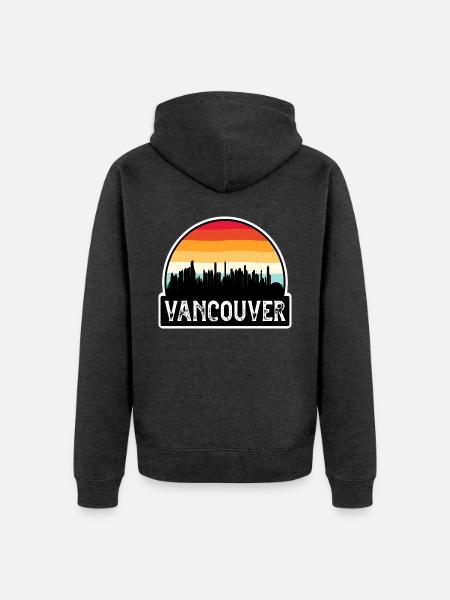 Vancouver-Kanada-Flaggen-Skyline-Reisesouvenir - Unisex Premium Bio Zip Hoodie - Anthrazit meliert