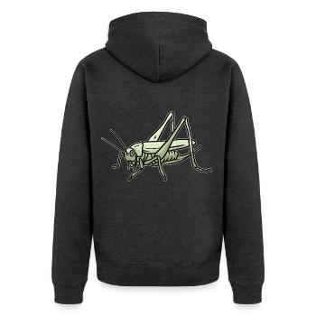 Flotte Heuschrecke Insektenfreund - Unisex Premium Bio Zip Hoodie - Anthrazit meliert - Hinten - Nico (187cm)