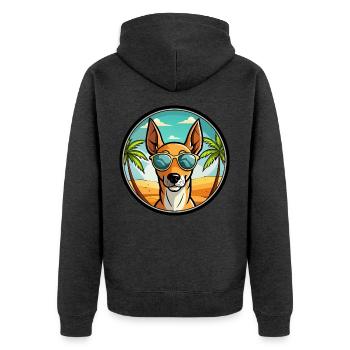 Podenco Ibizenco Hunderasse Cartoon Sonnenbrille Strand - Unisex Premium Bio Zip Hoodie - Anthrazit meliert - Hinten - Nico (187cm)