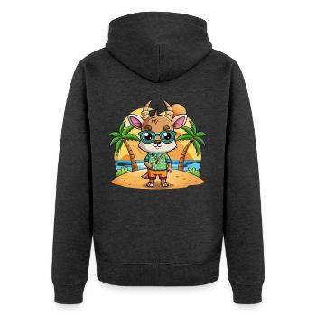 Antelope Funny Cartoon Summer Beach Sunglasses - Unisex Premium Organic Zip Hoodie - heather anthracite - Back - Nico (187cm)