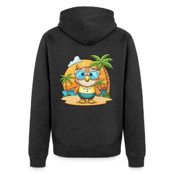 Owl Funny Cartoon Summer Beach Sunglasses - Unisex Premium Organic Zip Hoodie - heather anthracite - Back - Nico (187cm)