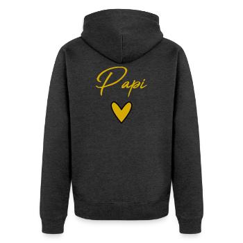 OPA. VATERTAG. ALLES GUTE ZUM GROSSVATERTAG - Unisex Premium Bio Zip Hoodie - Anthrazit meliert - Hinten - Nico (187cm)