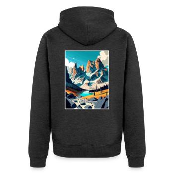 Dolomiten Dolomiten Dolomiten Gebirge Italien - Unisex Premium Bio Zip Hoodie - Anthrazit meliert - Hinten - Nico (187cm)