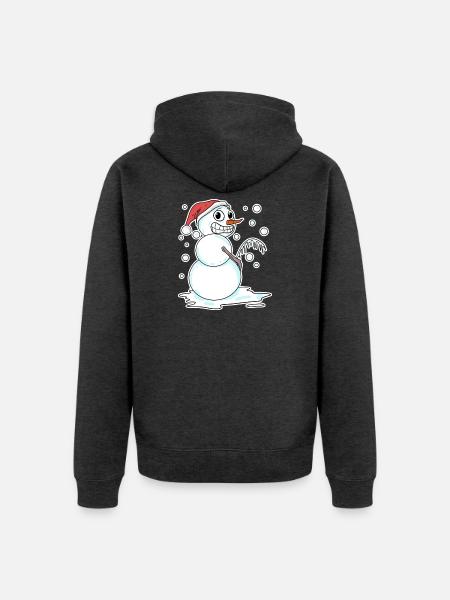 Snowman funny - Unisex Premium Organic Zip Hoodie - heather anthracite