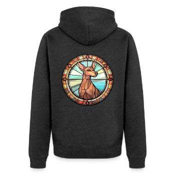 Cirneco Dell Ätna Hunderasse Buntglas Bunt - Unisex Premium Bio Zip Hoodie - Anthrazit meliert - Hinten - Nico (187cm)