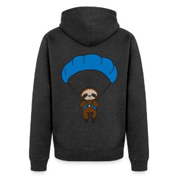 Sloth Paraglider - Unisex Premium Bio Zip Hoodie - Anthrazit meliert - Hinten - Nico (187cm)