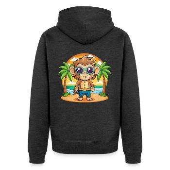 Lunettes de soleil de plage d’été de dessin animé drôle de singe - Veste à capuche bio Premium Unisexe - anthracite chiné - Dos - Nico (187cm)