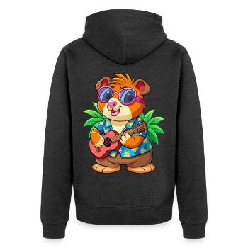 Drôle Cochon D’Inde Lunettes De Soleil De Plage D’été Hawaïen - Veste à capuche bio Premium Unisexe - anthracite chiné - Dos - Nico (187cm)