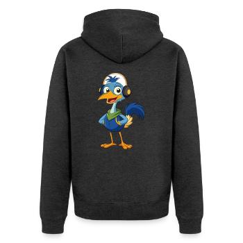 Emu Lustige Zeichentrickfigur Kopfhörermusik - Unisex Premium Bio Zip Hoodie - Anthrazit meliert - Hinten - Nico (187cm)