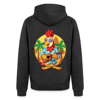 Lustige Hahn Cartoon Sommer Strand Sonnenbrille - Unisex Premium Bio Zip Hoodie - Anthrazit meliert - Hinten - Nico (187cm)