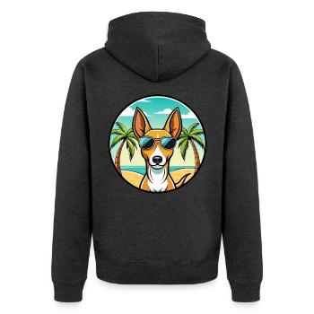 Podenco Canario Hunderasse Cartoon Sonnenbrille Strand - Unisex Premium Bio Zip Hoodie - Anthrazit meliert - Hinten - Nico (187cm)