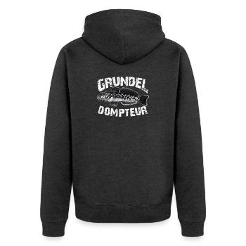 Grundeln fischen angeln - Unisex Premium Bio Zip Hoodie - Anthrazit meliert - Hinten - Nico (187cm)