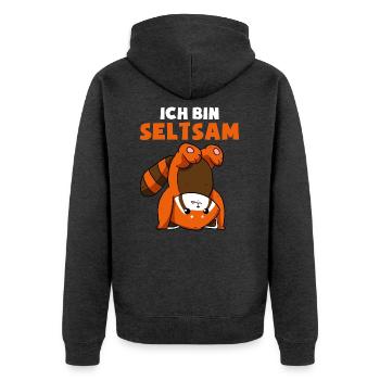 Ich Bin Seltsam Komisch Lustig Außenseiter - Unisex Premium Bio Zip Hoodie - Anthrazit meliert - Hinten - Nico (187cm)