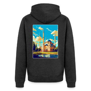 Edirne Türkei Vintage Reiseposter WPA Souvenir - Unisex Premium Bio Zip Hoodie - Anthrazit meliert - Hinten - Nico (187cm)
