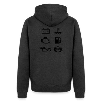 Autolichter - Unisex Premium Bio Zip Hoodie - Anthrazit meliert - Hinten - Nico (187cm)
