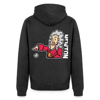 Brillanter Physiker Gravitationsgesetz - Unisex Premium Bio Zip Hoodie - Anthrazit meliert - Hinten - Nico (187cm)