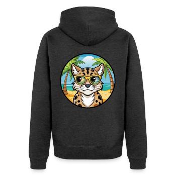 Brume tachetée australienne Race de chat Cartoon Beach - Veste à capuche bio Premium Unisexe - anthracite chiné - Dos - Nico (187cm)