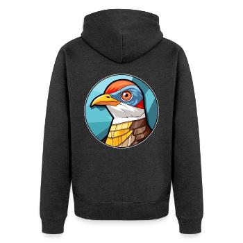 Kuckuck Bunte Karikatur Kawaii Anima - Unisex Premium Bio Zip Hoodie - Anthrazit meliert - Hinten - Nico (187cm)