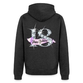Happy Birthday 18. Geburtstag Geschenk Diamanten - Unisex Premium Bio Zip Hoodie - Anthrazit meliert - Hinten - Nico (187cm)