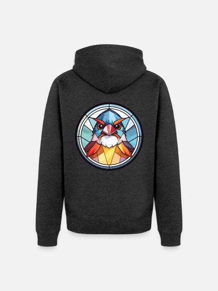 Spatz Bunte Aquarell-Tierillustration - Unisex Premium Bio Zip Hoodie - Anthrazit meliert