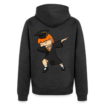 Graduation Girl - Unisex Premium Bio Zip Hoodie - Anthrazit meliert - Hinten - Nico (187cm)